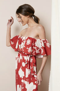 Rust Tube Floral Print Maxi Dress