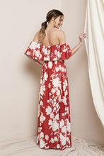 Rust Tube Floral Print Maxi Dress