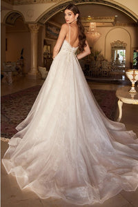 French White A-line Chantilly Lace Bridal Gown