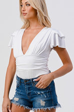 White Fashion Space - Solid ruffle bodysuit