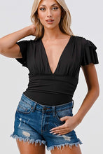 Black Fashion Space - Solid Ruffle Bodysuit