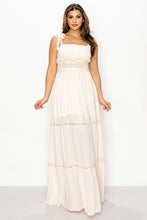 Cream Maxi Dress Gauze Crinkle Tie Detail Strap