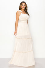 Cream Maxi Dress Gauze Crinkle Tie Detail Strap