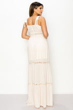 Cream Maxi Dress Gauze Crinkle Tie Detail Strap