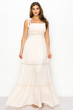 Cream Maxi Dress Gauze Crinkle Tie Detail Strap