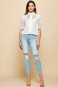 Women Blouse With Peral Attached