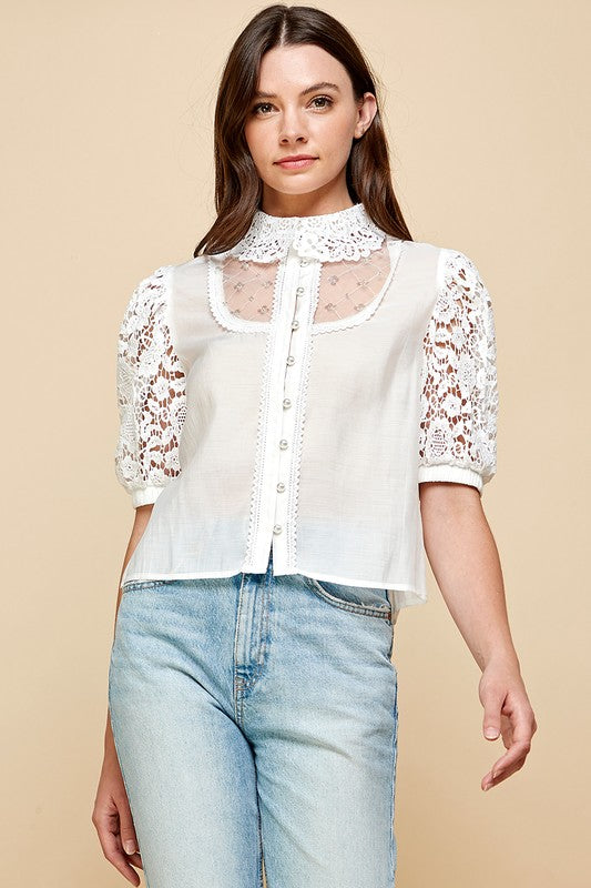 Women Blouse With Peral Attached