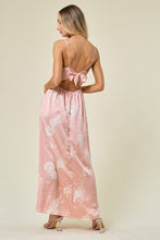 Pink Allover Floral Print Tie Back Ruffle Maxi Dress