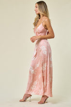 Pink Allover Floral Print Tie Back Ruffle Maxi Dress