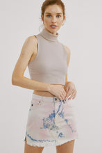 Light Denim Frayed Hem Skirt