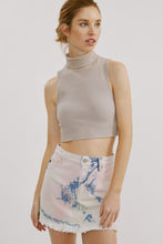 Light Denim Frayed Hem Skirt
