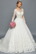 Ivory Long Sleeve A Line Wedding Dress