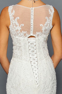 White V Neck Mermaid Wedding Dress