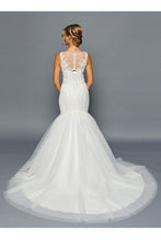 White V Neck Mermaid Wedding Dress