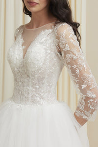 Off White Lace Princess Tulle Wedding Dress