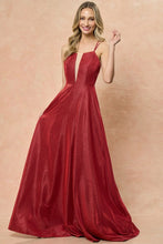 Red Ladies Double Straps Glitter Maxi Dress