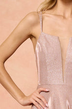 Rose Gold Ladies Double Straps Glitter Maxi Dress