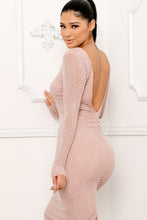 Blush Translucent Rhinestone Midi Dress