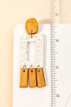 White Wooden Rectangle Fringe Drop Earring