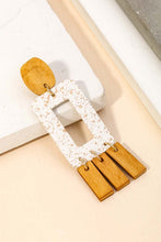 White Wooden Rectangle Fringe Drop Earring