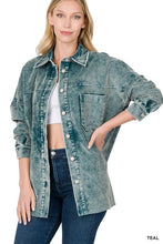 Teal Oversized Premium Vintage Washed Corduroy Shacket