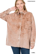 Light Brown Oversized Premium Vintage Washed Corduroy Shacket