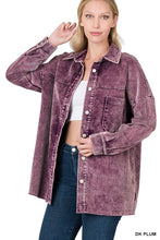 Dark Burgundy Oversized Premium Vintage Washed Corduroy Shacket