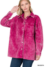 Magenta Oversized Premium Vintage Washed Corduroy Shacket