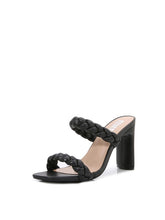 Black Double Braided Strap High Chunky Heeled Sandals