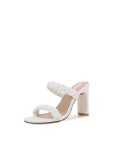 White Double Braided Strap High Chunky Heeled Sandals