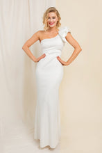 White Ruffle Detailed One Shoulder Mermaid Maxi Dress