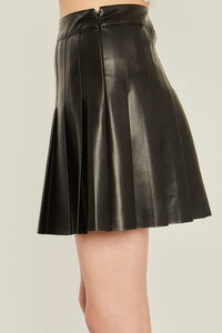 Black PU Mini Pleated Skirt