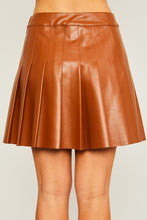 Brown PU Mini Pleated Skirt