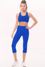 Royal Peach Skin Active Cropped Top Capri Leggings Set