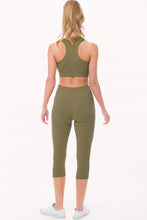 Olive Peach Skin Active Cropped Top Capri Leggings Set