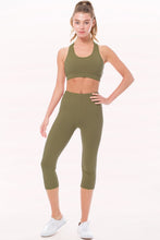 Olive Peach Skin Active Cropped Top Capri Leggings Set