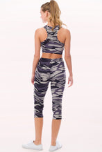 Grey Camo Peach Skin Active Cropped Top Capri Leggings Set