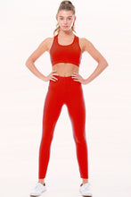 Red Peach Skin Active Cropped Top Leggings Set