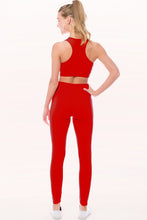 Red Peach Skin Active Cropped Top Leggings Set