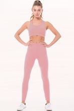 Mauve Peach Skin Active Cropped Top Leggings Set