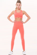 Light Coral Peach Skin Active Cropped Top Leggings Set