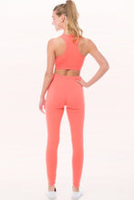 Light Coral Peach Skin Active Cropped Top Leggings Set