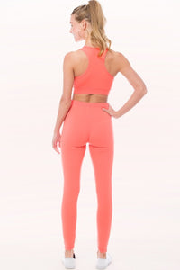Light Coral Peach Skin Active Cropped Top Leggings Set