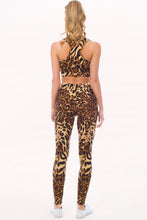 Leopard Print Peach Skin Print Active Cropped Top Leggings Set