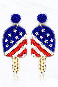 American Flag Beaded Popsicle Earrings