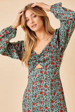 Teal Midi Dress With Front Open Detail