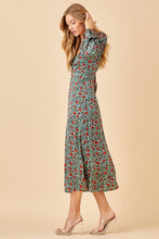 Teal Midi Dress With Front Open Detail