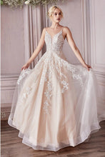 Champagne Embroidered Lace Slip Tulle Wedding Dress