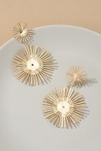 Gold Lightweight double sun ray disk drop earrings