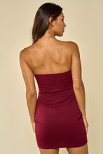 Burgundy V-wire Detail Tube Bodycon Dress